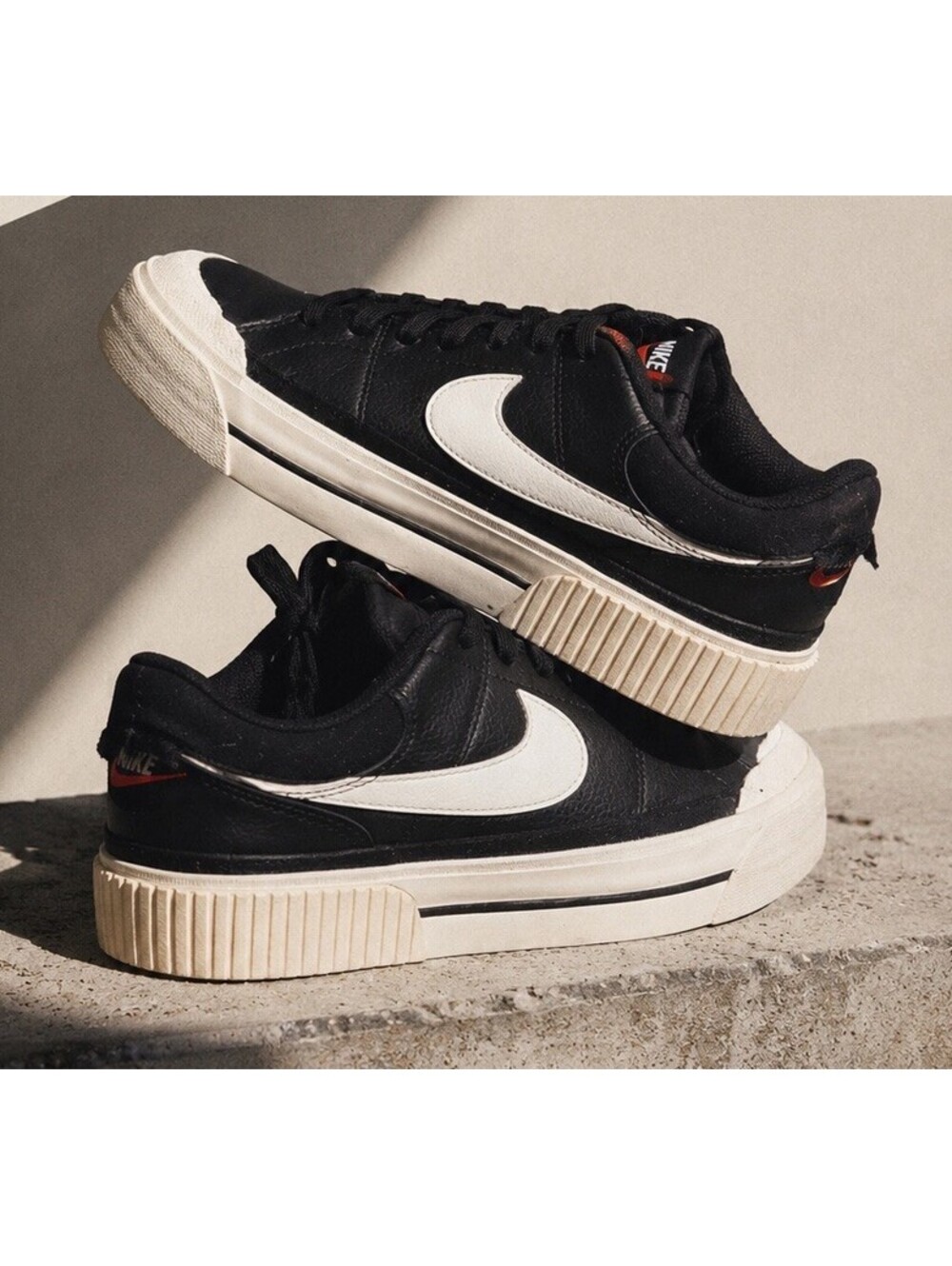 Nike Court Legacy Lift Black Sail Womens Shoes Size 8.5 Platform Sneaker